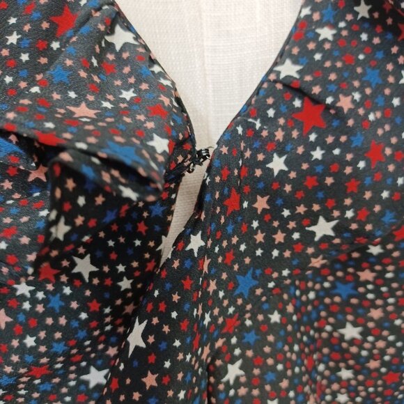 Madewell Star Print Blouse 100% Silk Peplum Wrap Size XSmall - Picture 13 of 15